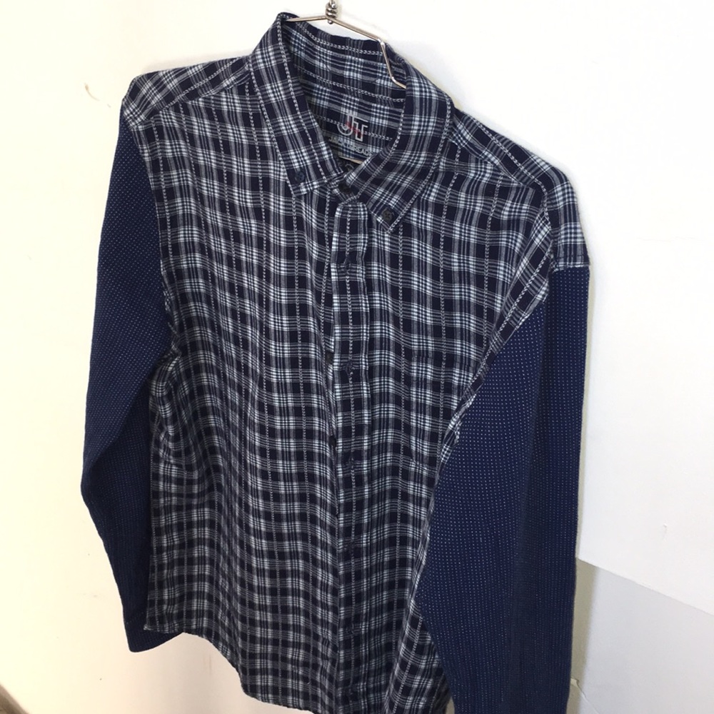 Jack Threads - M Two Tone Material Blue Plaid